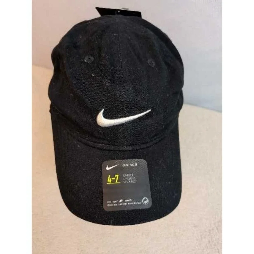 Nike Just Do It Black Swoosh Baseball Cap 4-7 NWT‎ Adjustable Military Style